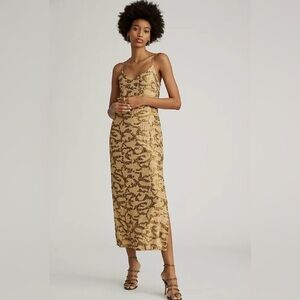 Anthropologie Sequined Slip Midi Dress In Gold